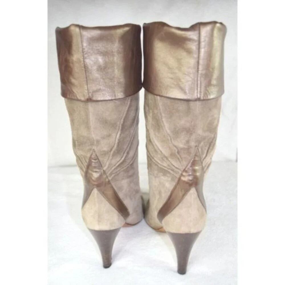 Fragiacomo Leather Suede Boots Foldover Cuff Italy Size US 5 EU 35 - Picture 5 of 11